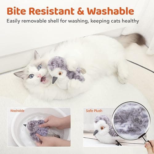 Potaroma Cat Toys Flapping Bird (No Flying), Lifelike Sandpiper Chirp Tweet, Rechargeable Touch Activated Kitten Toy Interactive Cat Exercise Toys for All Breeds Cat Kicker Catnip Toys 4.0" thumbnail 4