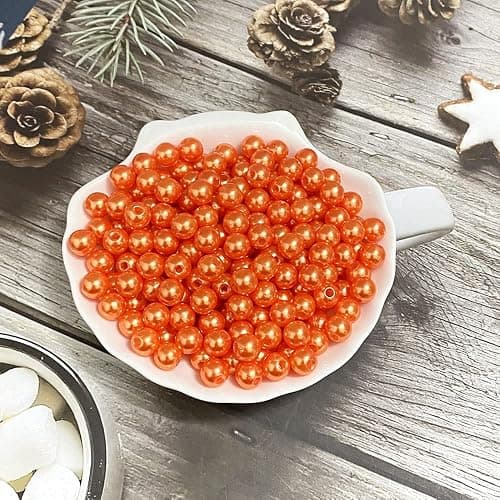 400pcs 8mm Pearl Beads Satin Luste Round Loose Plastic Pearl Craft Beads for Jewelry Making Earring Bracelet Necklace Key Chains Sewing Crafts Decoration (Orange) thumbnail 2