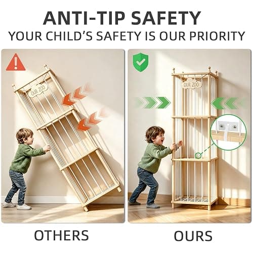MIRCNY Stuffed Animal Storage, 54" Toy Organizer Tower, Anti-Tip Design | Solid FSC-Certified Pine: Durable wooden frame with wall anchors & rounded corners to ensure maximum child safety. thumbnail 5
