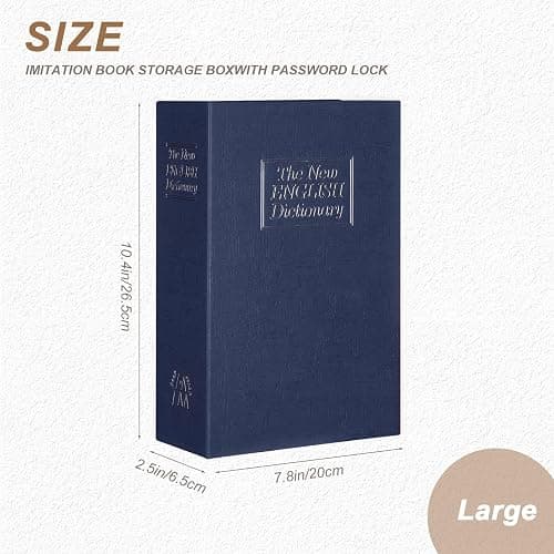 CMFTGDS Diversion Book Safe with Key Lock – Hidden Storage Box, Dictionary Secret Safe Can for Cash, Jewelry & Valuables, 10.4"x7.8"x2.5", Blue thumbnail 2