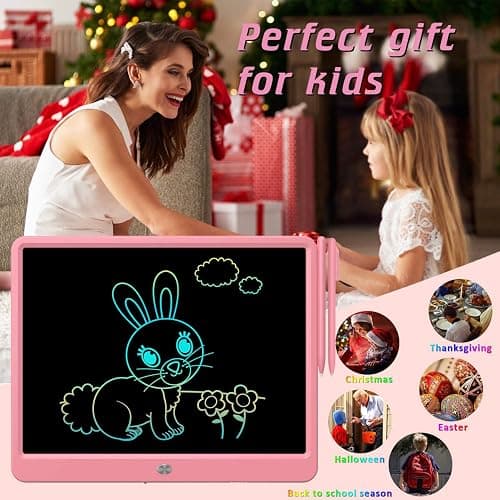 FLUESTON LCD Writing Tablet, Doodle Board Toys Gifts for 3-8 Year Old Girls Boys, 15 Inch Colorful Electronic Board Drawing Pad for Kids, Gifts for Toddler Educational Learning Travel Birthday, Pink thumbnail 4