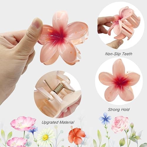8 Pezzi Mollette Capelli Donna Grande,Fermagli per Capelli a Fiore,Pinze per Capelli Fiori Clip Artiglio,Antiscivolo Plastica Mollette Capelli per Donne e Ragazze Capelli Spessi thumbnail 4