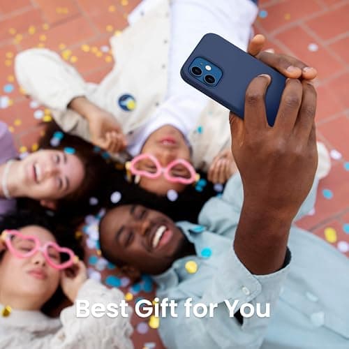ORNARTO Compatible with iPhone 12 Mini Case, Slim Liquid Silicone 3 Layers Full Covered Soft Gel Rubber with Microfiber Case Cover 5.4 inch-Navy Blue thumbnail 6