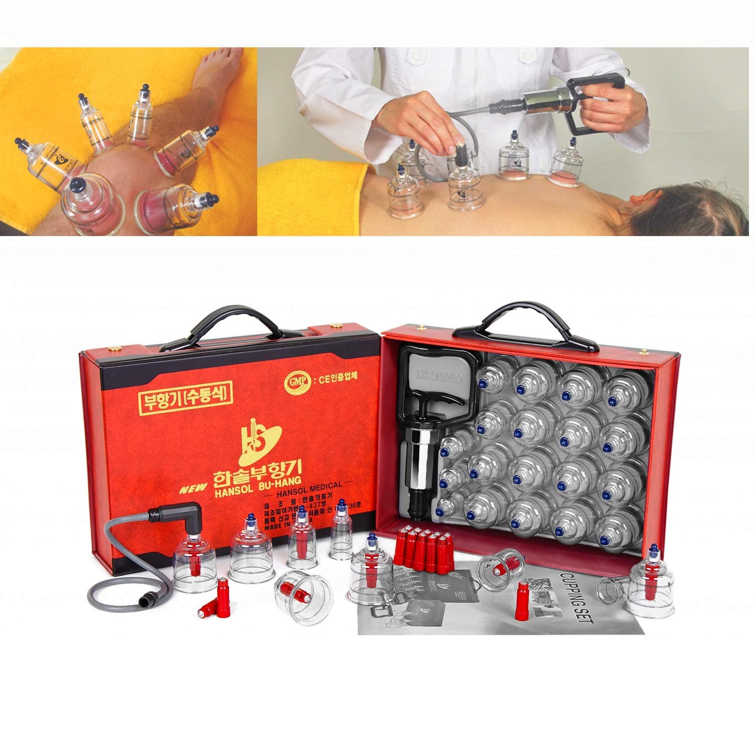 Hansol Professional Cupping Therapy Equipment Set with pumping handle (19 Cups/English Manual (Made in Korea)) thumbnail 4
