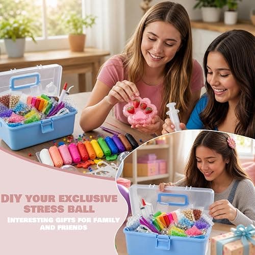 DIY Squishy Making Kit -14 TPR Skin,Stress Ball Making kit with Storage Box | Skins include (Stress Ball,Milk bottle,Ice Cube,Cat Paw),Make Your own Squishy,Crunchy Stress Ball For stuff for girls 10-12 thumbnail 3