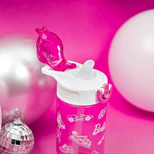 Zak Designs Barbie Sage Water Bottle For School or Travel, 16oz Durable Plastic Water Bottle With Straw, Handle, and Leak-Proof, Pop-Up Spout Cover (Barbie) thumbnail 10