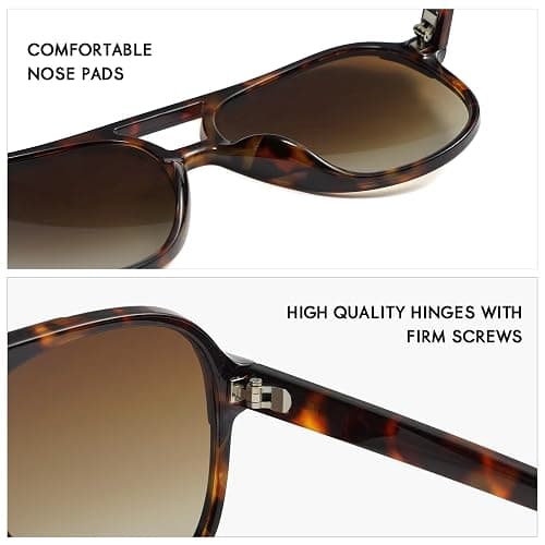 HERJOUR Retro Trendy Square Aviator Sunglasses Womens Mens 70s Classic Vintage Oversized Sun Glasses AR82174 thumbnail 3