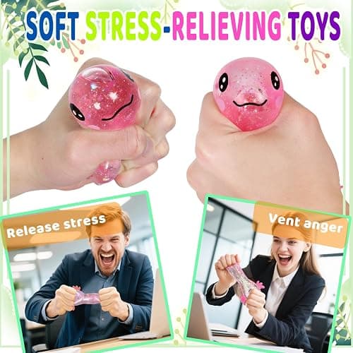 Axolotl Squishy Stress Relief Toy Glitter Fidget Toys Cute Malt Sugar Axolotl Toy Fidget Toys Adults Fidget Toy for Kids Youth Adult, Party Favors Anxiety Relief Squishy Toys(Pink) thumbnail 6