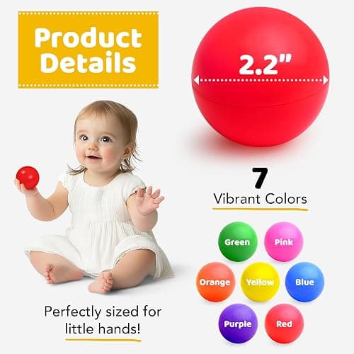 Ball Pit Balls for Toddlers with Storage Bag - 7 Bright Colors, Crush Proof, Great Play Toys for Tents, Pools, and Party thumbnail 2