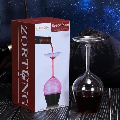 ZORTUNG Upside Down Wine Glass Unique Cute Fancy and Funny Red and White Long Stem Wine Glasses Fun and Cool Wine Gift for Women Or Men for Birthday and Holidays and for Party or Wedding 14 Fl Oz thumbnail 4