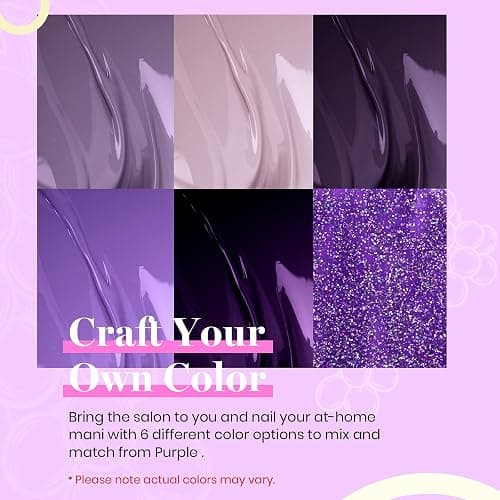 beetles Gel Polish Grape Vine Purple 6 Colors Purple Lavender Dark Lilac Glitter Pink Nail Polish Soak Off Uv LED Gel Nail Kit Salon Diy Nail Art Manicure Salon Home Gifts for Women thumbnail 5