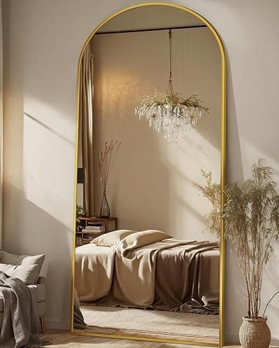 Antok Full Length Mirror, 71"x28" Floor Mirror, Arched Floor Standing Freestanding Arch Full Body Mirrors with Stand for Bedroom, Hanging Mounted for Living Room Cloakroom,Gold - Image 1