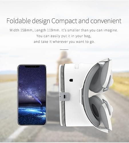 VR Headset for Phone, Virtual Reality Glasses with Bluetooth Headphones for Adults and Kids Play 3D VR Games Movies (White VR Only) thumbnail 3
