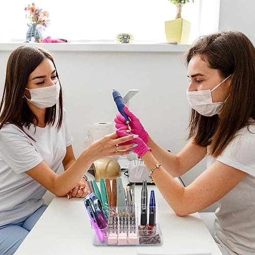 CGBE Nail Drill Holder, 28 Holes Transparent Acrylic Nail Drill Bits Holder, Professional Nail Tools Organizer and Storage Box Case thumbnail 7