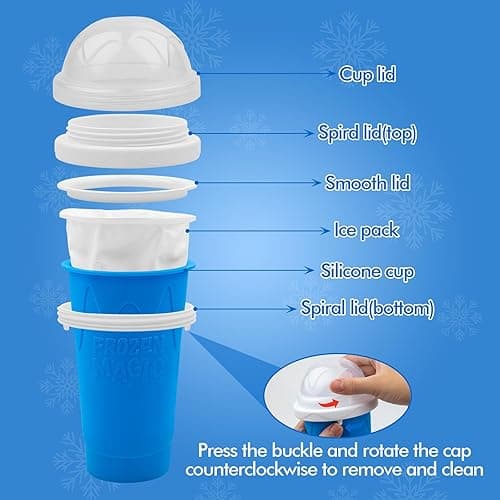 Slushie Maker Cups, Magic Quick Frozen Smoothies Cup for Homemade Milk Shake Ice Cream Maker, Cooling Cup, Double Layer Squeeze Slushy Maker Cup, Birthday Gifts for Friends,Family (Blue) thumbnail 8