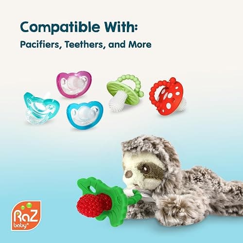 RaZbaby JollyPop Pacifier, Holder w/Detachable Baby Pacifier, Stuffed Animal RaZbuddy, All Ages 0M+, 100% Medical Grade USA Made Silicone, Machine Washable, Textured & Easy to Hold – Monkey thumbnail 8