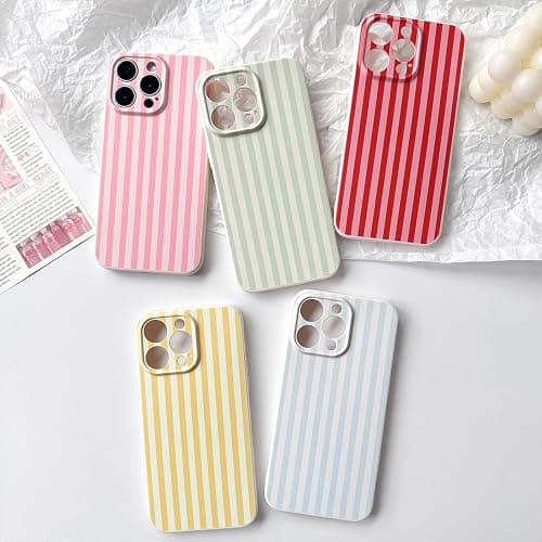 Lovmooful Compatible for iPhone 13 Pro Case Cute Color Striped with Aesthetics Design for Girls Women Soft TPU Shockproof More Protective Girly for iPhone 13 Pro Case-Blue thumbnail 6