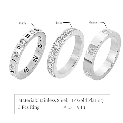 Jarlinwel Love Friendship Ring Cubic Zirconia Gold Ring Sets for Women Stainless Steel Stacking Ring Wedding Statement Thumb Ring Bands thumbnail 4