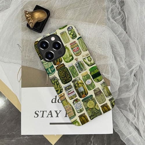 Case Compatible with iPhone 12,Scratch Resistant Hybrid 2-Layer Hard Shell Phone Case,Pickle Dill Collage Green thumbnail 6
