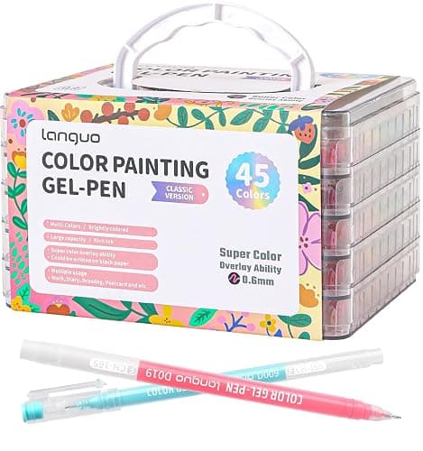 Joyask Gel Pens For Coloring, 45 Pack Colored Pens for Black Paper & White Paper, 0.6MM Fine Point Pens for Coloring, Writing, Drawing, Journaling, Note Taking, Office, Home - Image 1