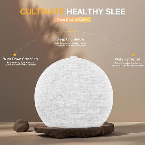 Geuuap Sunrise Alarm Clock White Noise Sound Machine for Bedroom | Natural Wake-Up Light with 30 Soothing Sleep Aids, Bluetooth Speaker, Dimmable Clock, Screen-Free Design for Baby Adults Kids-White thumbnail 6