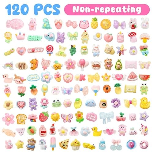 Zefy 120pcs Cute Slime Charms, No Repeating Jelly Resin Charms Flatback Charm Set, Kawaii Charm Bulk for Junk Case Nail Scrapbooking Crafts Making thumbnail 3