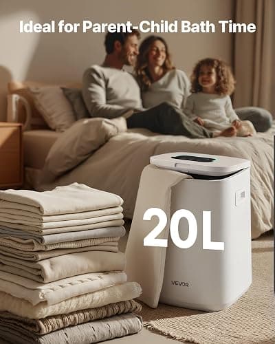 VEVOR Towel Warmers for Bathroom, Towel Warmer Bucket with Child Lock & High-Temp Light & 24H Delay Timer & Auto Shut Off Fits up to 4 Oversized Towels, Blankets, Clothes, Bathrobes and More, White thumbnail 6