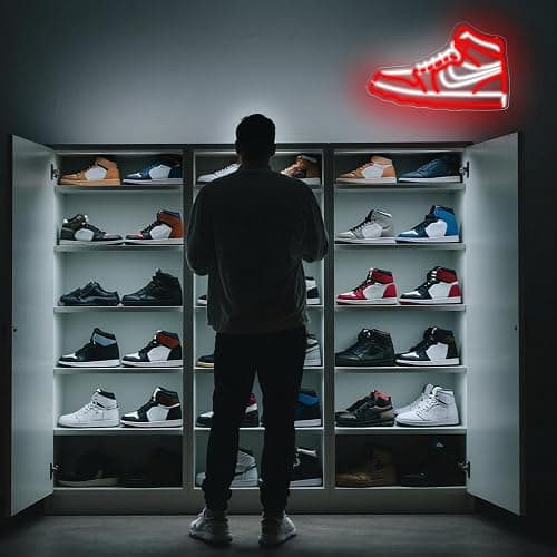 Sneaker Neon Sign for Wall Decor Dimmable Sports Shoes LED Light Sign for Boys Room Red Business Sneaker Signs for Man Cave Shop Club Decor Cool Wall Art Gifts for Men Teens Size 16.5 * 10.4in(P083) thumbnail 5