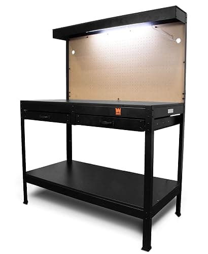 WEN WB4723T 48-Inch Workbench with Power Outlets and Light, Black - Image 1
