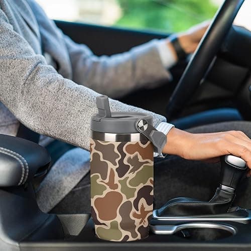 GemGam Stainless Steel Tumbler with Lid And Straw 30 Oz Top Handle Duck Hunter Camouflage Leakproof Vacuum Insulated Water Bottle for Car Travel thumbnail 5