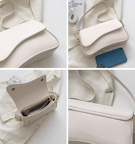Shoulder Bag for Women Y2K Trendy Purse Vegan Leather Hobo Handbags Clutch Saddle Bag with 2 Removable Strap thumbnail 4