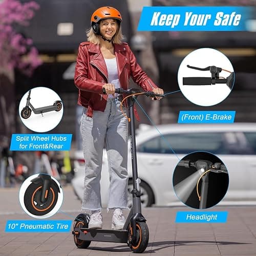 Hiboy S2 Pro/S2 Max Electric Scooter for Adults, 500W Motor, 40-65KM Long Range ＆ 30KM/H, 10'' Tires, Dual Braking & Shock Absorption System, Foldable Commuter Electric Scooter thumbnail 8