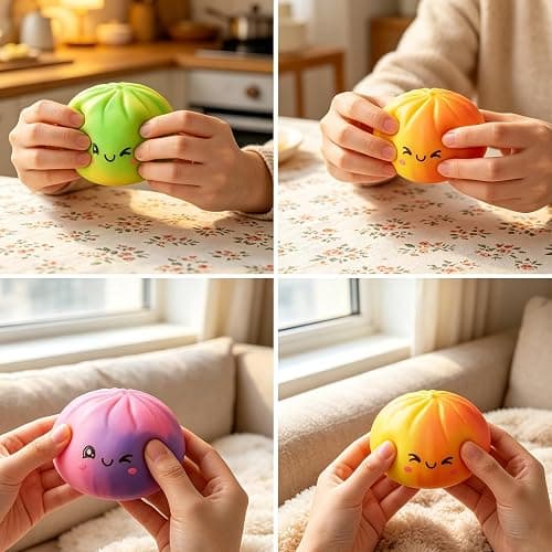 Dumplings Squishy Stress Balls Fidget Sensory Toy Mystery Dumplings Squishy Soft Squeeze Decompression Dough for Adults (Gradation Pink) thumbnail 6