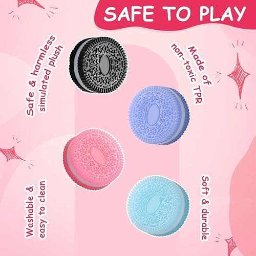 Taba Squishy Toys,4pcs Biscuit Stress Relief Toy, Ultra Soft Decompression Squeeze Toys Pinching Biscuit Simulation Toy, Fufu Fidget Toys for Kids Anxiety Relief Sensory Toys thumbnail 2