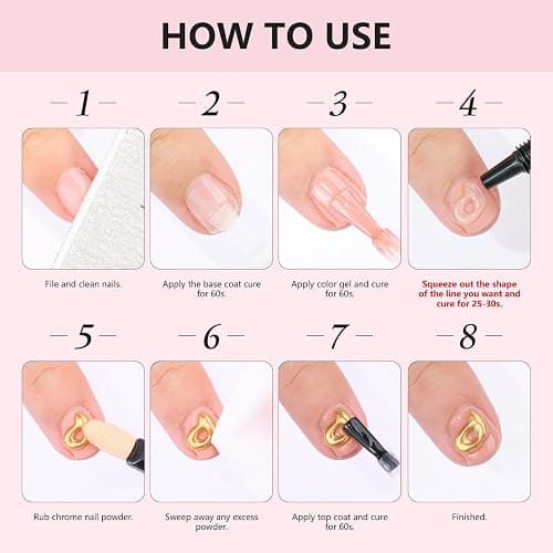 Makartt 3D Nail Gel for Nail Art and Gold Chrome Powder Kit, Clear No Wipe 3D Sculpting Gel Polish for Nail Charms, Metallic Effect Mirror Powder for Nail Decoration Manicure thumbnail 6