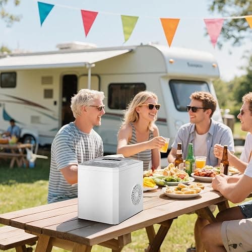 ⭐️DUMOS Countertop Ice Maker, Portable 1.5L Ice Machine with Self-Cleaning, 26.5lbs/24H Fast Ice Making, 9 Bullet Ice Cubes in 6 Mins, 2 Size Options, Quiet Compact Ice Maker, Bright White thumbnail 2