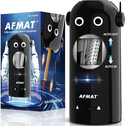 AFMAT Electric Pencil Sharpener, Robot Pencil Sharpener for Colored Pencils 7-11.5mm, Auto in & Out, Fully Automatic Rechargeable Hands-Free Pencil Sharpener for Home Classroom, Battery Operated - Image 1