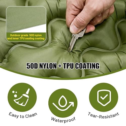 PHYSEN Camping Isomatte mit Aufblasbare & 360° Riemen – Wasserdicht Fußpumpe Luftmatratze für Outdoor, Strand, Auto & Wohnmobil – Schnellaufblasbar & Fixierbar thumbnail 5
