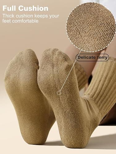 HAVE A TREE Women's Slouchy Crew Socks White Cushioned Scrunch Boot Sock | Size 5-11 3-6 Pack Retro Solid Thick Chunky Ribbed Cozy Cute Slouch Athletic Socks For Spring Summer Fall Winter Gifts thumbnail 4