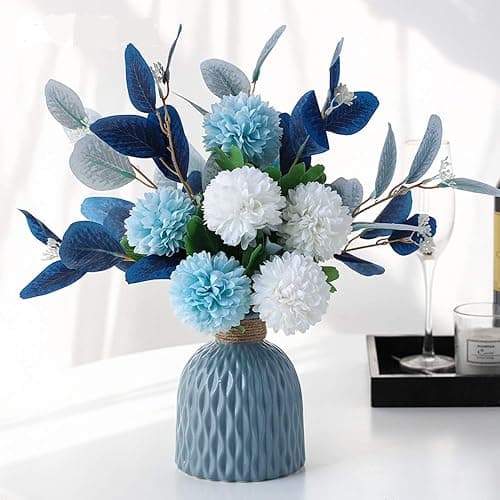 NAWEIDA Artificial Flowers with Vase Faux Hydrangea Flower Arrangements Table Centerpieces for Home Garden Party Wedding Decoration thumbnail 2