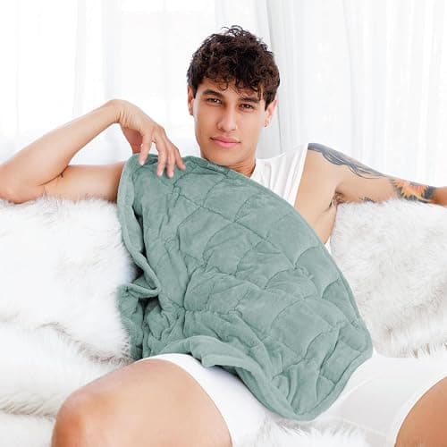 nodpod Body 6.5lb Patented Compact Weighted Blanket | Perfect for Relaxation, Lounging, Napping, Sleeping & Travel, Glass Bead Filled, Machine Washable, 29" x 24", Sage thumbnail 2