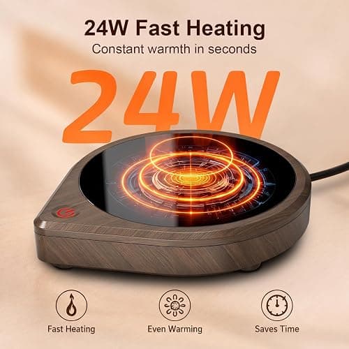 COANTO Coffee Mug Warmer for Desk, Electric Beverage Warmer with 3 Temperature Settings, 4H Auto Shut Off, Coffee Cup Warmer Plate for Flat-Bottom Mugs, Coffee Tea Cocoa Warmer, Wood Grain thumbnail 4