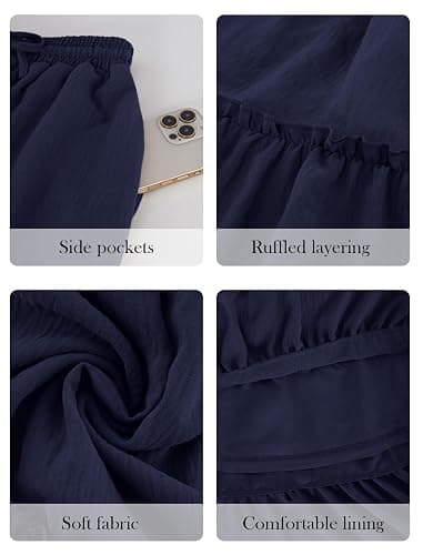 Arolina Women's Summer Maxi Skirt Trendy High Waist Pleated Ruffle Long Skirts Flowy Beach Boho Skirt Dress with Pockets thumbnail 6