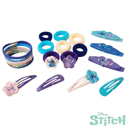 LUV HER Disney Lilo & Stitch Girls' Hair Accessories Set - 20 Pack Stitch - Includes 3 Barrettes, 4 Snap Clips, 5 Elastics, 8 Terry Ponies - Everyday Wear, Special Occasions, Ages 3+ thumbnail 5