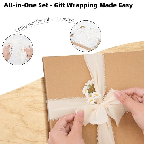 Vienrose 8 x 8 Inch Scrapbook Album Gift Set, Linen Hardcover Photo Book with 40 White Pages, DIY Memory Book Kit with Accessories for Wedding, Baby Shower, Travel, Christmas (Beige, 20 Sheets) thumbnail 6