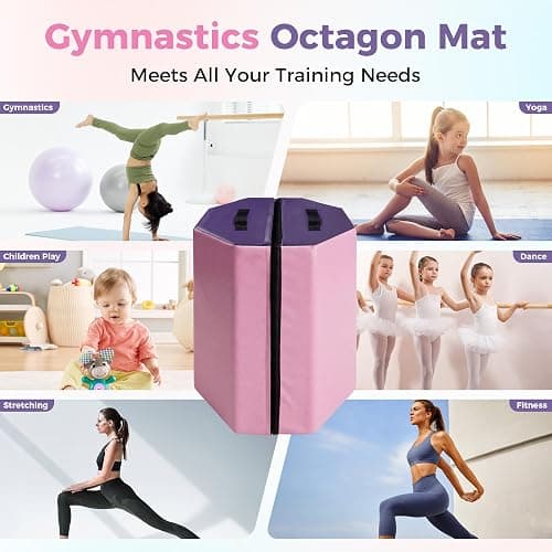 Detachable Octagon Gymnastics Mat, Home Tumbling Mat, Skill Shape Tumbling Backbend Trainer Exercise Mat, with High-Density Foam & Waterproof Cover, for Gym Cheerleading, Martial Art, 17"X17"X23" thumbnail 5