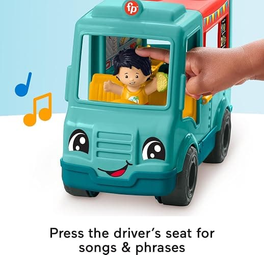 Fisher-Price Little People Musical Toddler Toy Serve It Up Food Truck Vehicle with 2 Figures for Pretend Play Kids Ages 1+ Years​ thumbnail 5