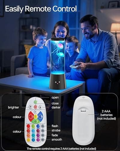 Bodami Jellyfish Lamp, 16 Color LED Fantasy Jellyfish Tank Table Light with Remote, Dual Power Supply, Eye-Friendly Ambient Lamp for Home Office Bedroom Decor, Perfect Holiday Gift for Adults & Kids thumbnail 5