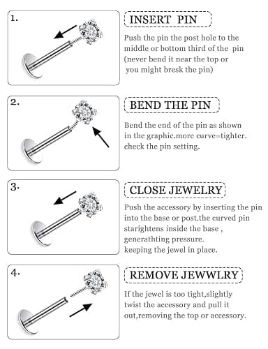 Lsnevsie 20G 18G 16G 14K Gold Filled Threadless Flat Back Earrings Studs Surgical Stainless Steel Opal CZ Nose Rings Studs Tragus Helix Conch Cartilage Earrings Hoops Piercing Jewelry For Women Men thumbnail 3