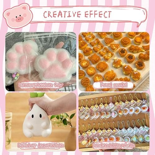 Anergoo Taba Squishes Kit with Pig Bunny Silicone Mold Cookie Mold Squishy Hamster Mold 3" Paw Animal Silicone Molds for Decompression Gift 200g thumbnail 6